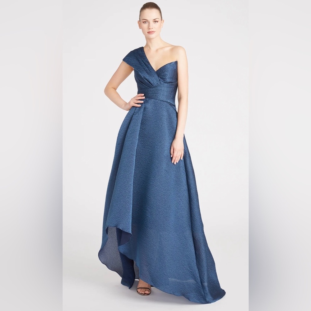 Theia Midnight Navy One-Shoulder Gown